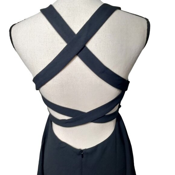 Lulus Katrina Black Strappy Sleeveless Skater Dress Size Medium NWT - Picture 4 of 11